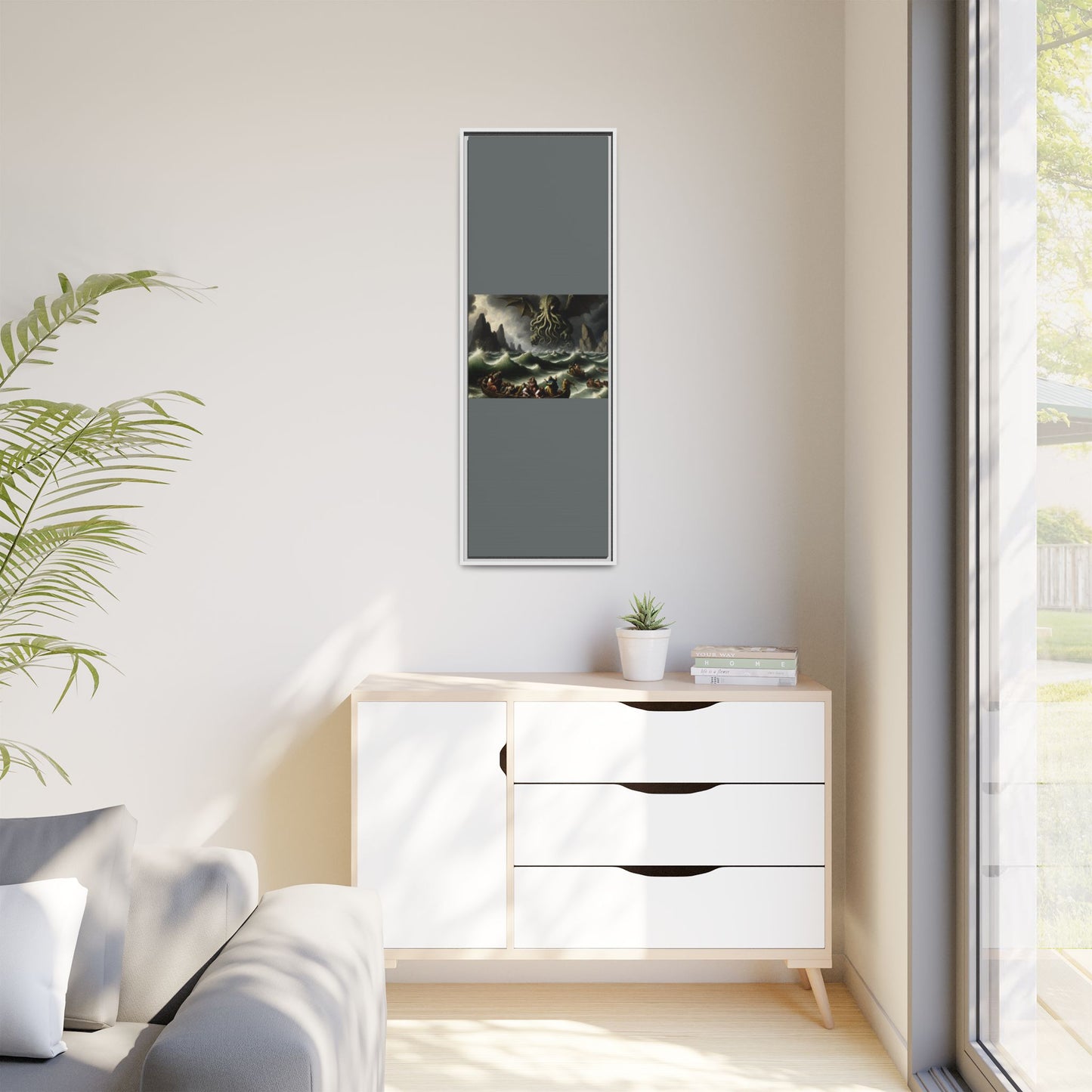 Cthulhu in the Storm Canvas, Framed (Multi-color)