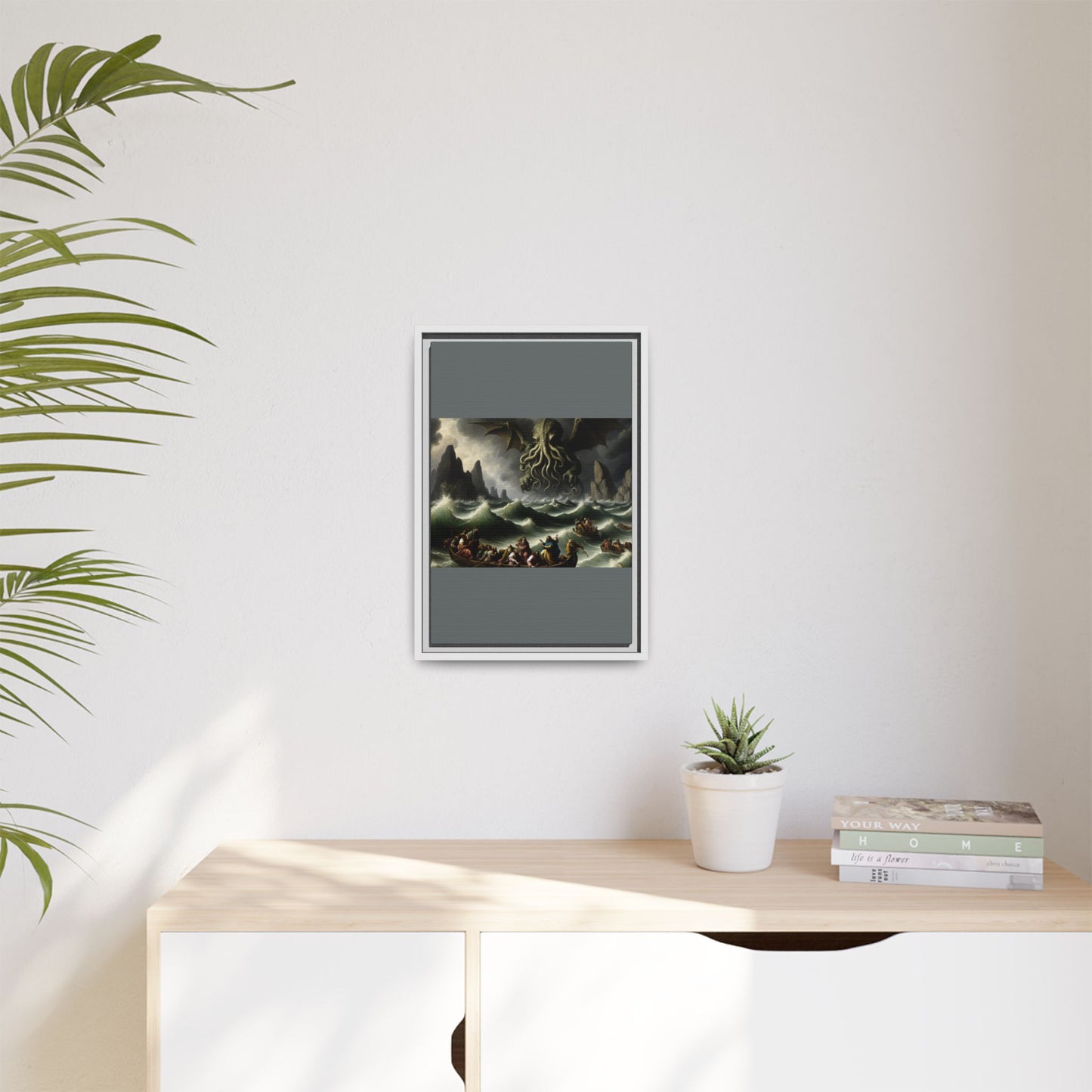 Cthulhu in the Storm Canvas, Framed (Multi-color)