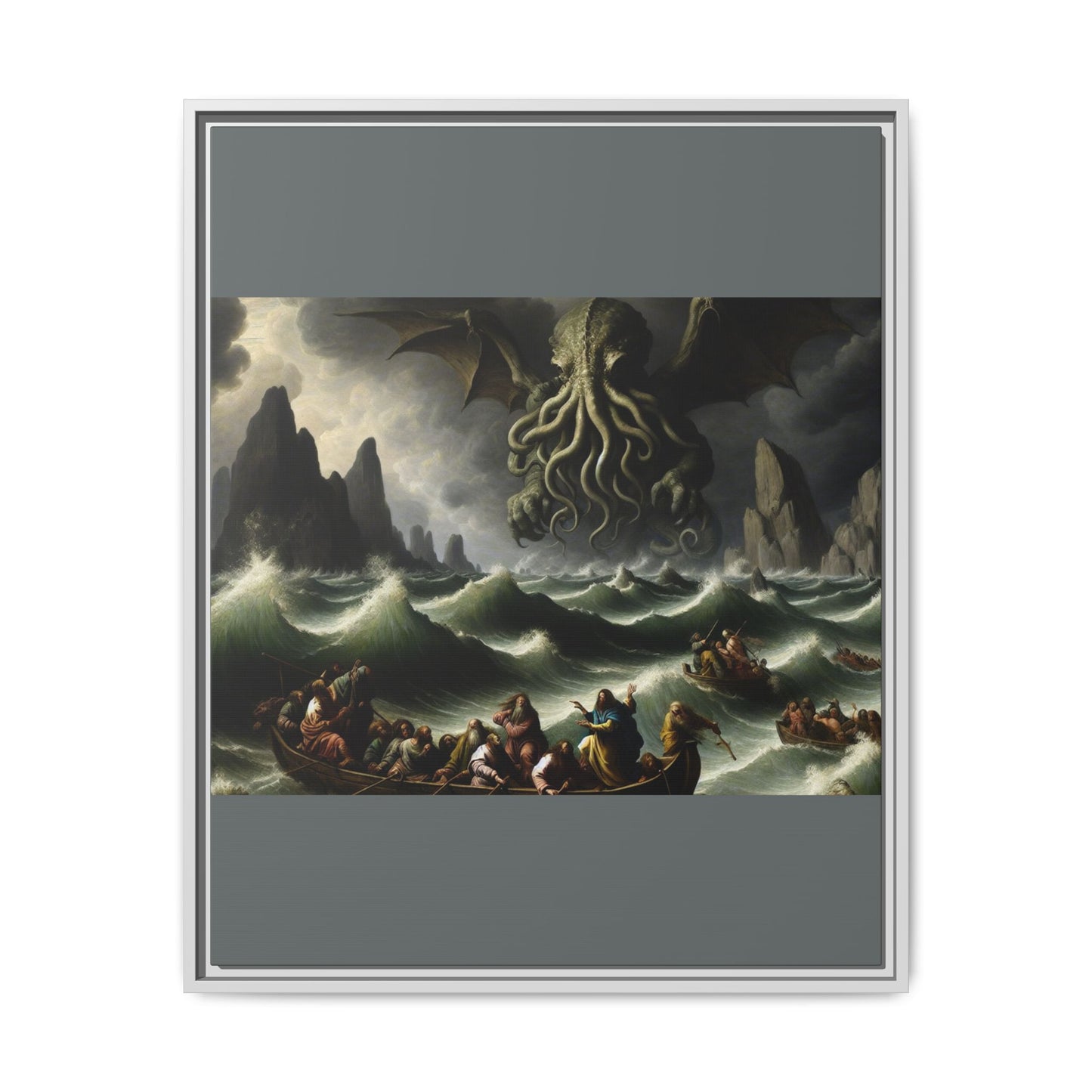 Cthulhu in the Storm Canvas, Framed (Multi-color)