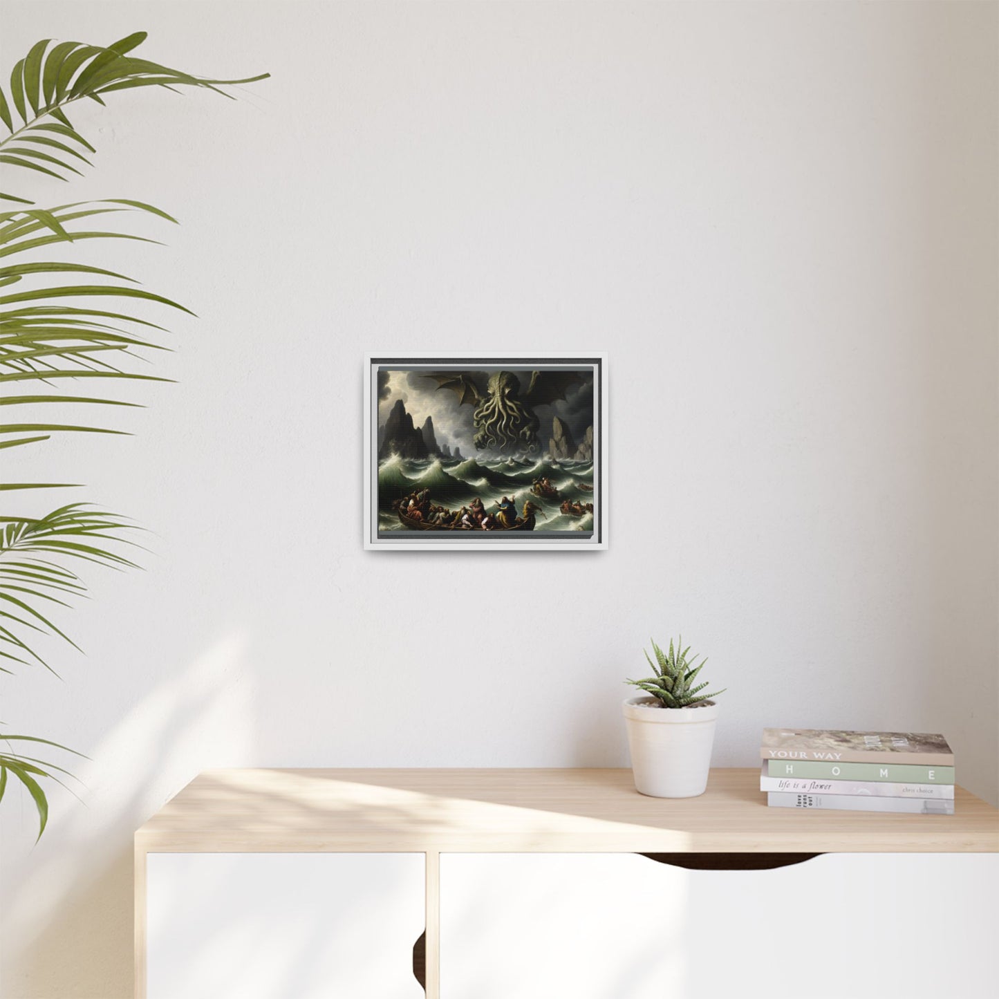 Cthulhu in the Storm Canvas, Framed (Multi-color)