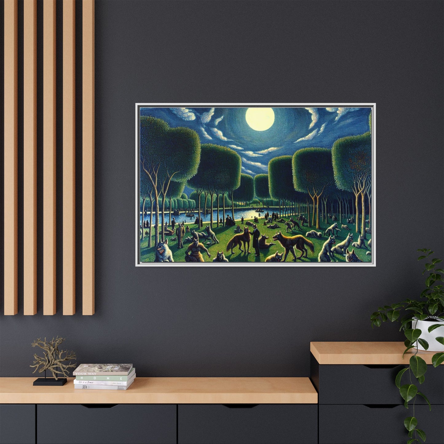 Werewolves at the Waterfront Canvas, Framed (Multi-color)