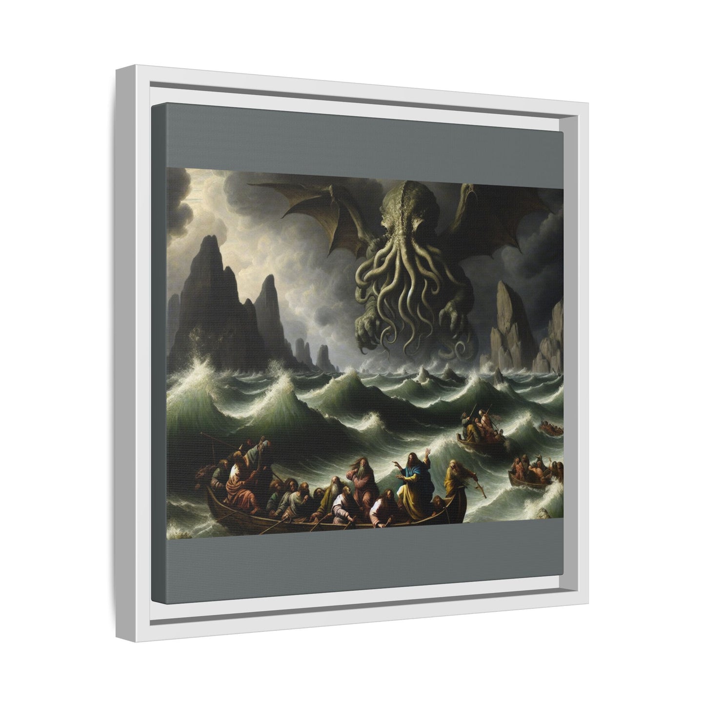 Cthulhu in the Storm Canvas, Framed (Multi-color)