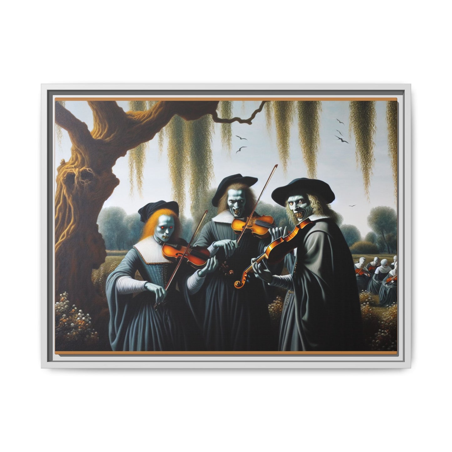 Vermeer's Vampire Violinists Canvas, Framed (Multi-color)