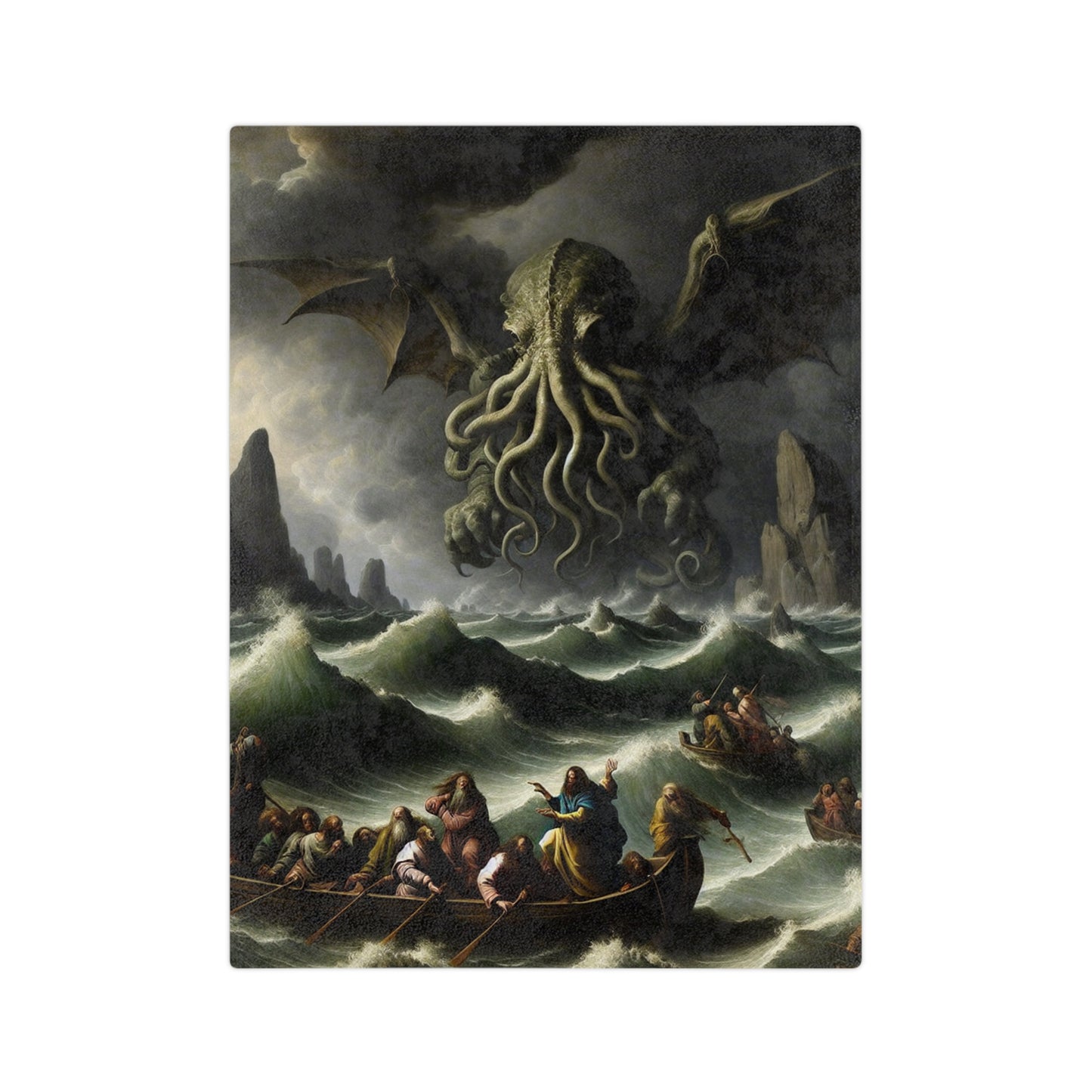 Cthulhu in the Storm Velveteen Microfiber Blanket