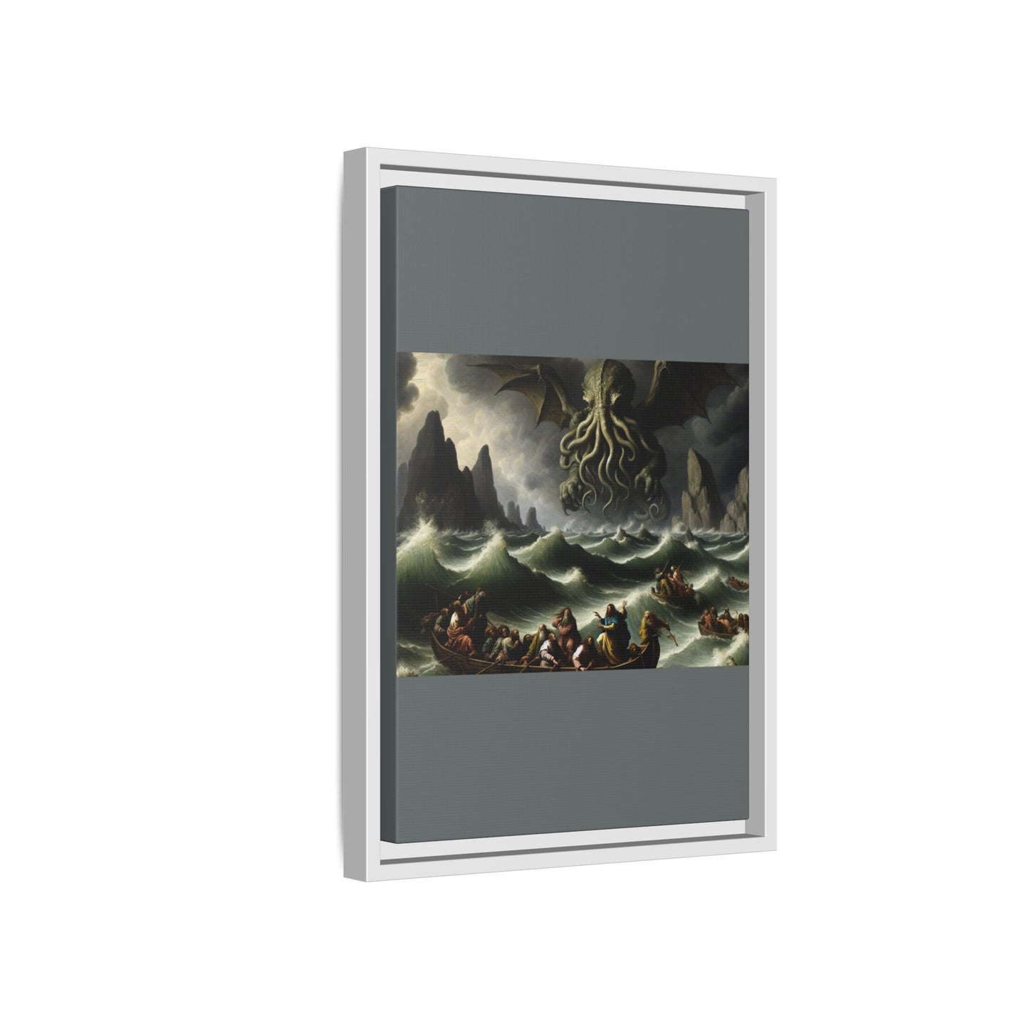 Cthulhu in the Storm Canvas, Framed (Multi-color)