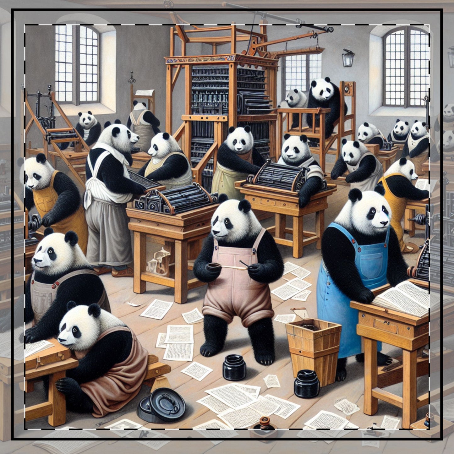 Printing Pandamonium Throw Pillow