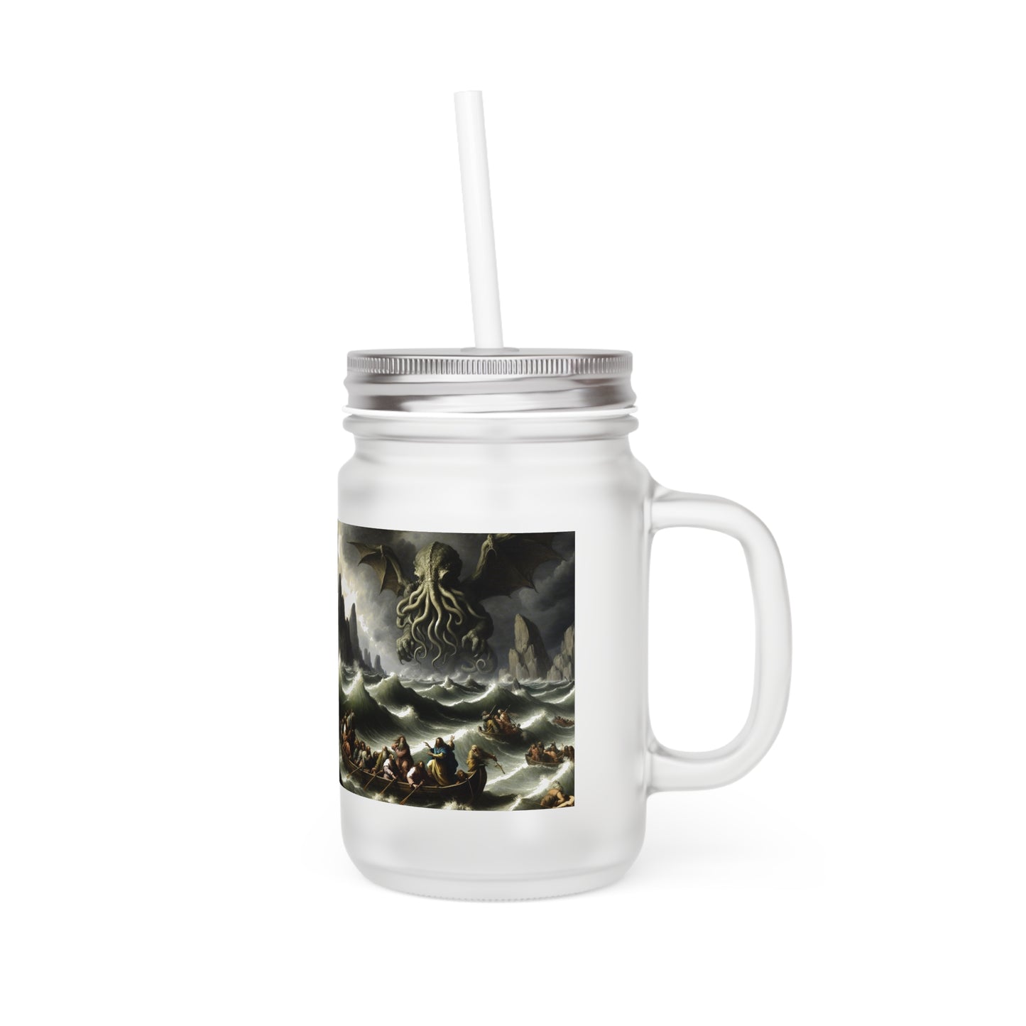 Cthulhu in the Storm Mason Jar Tumbler