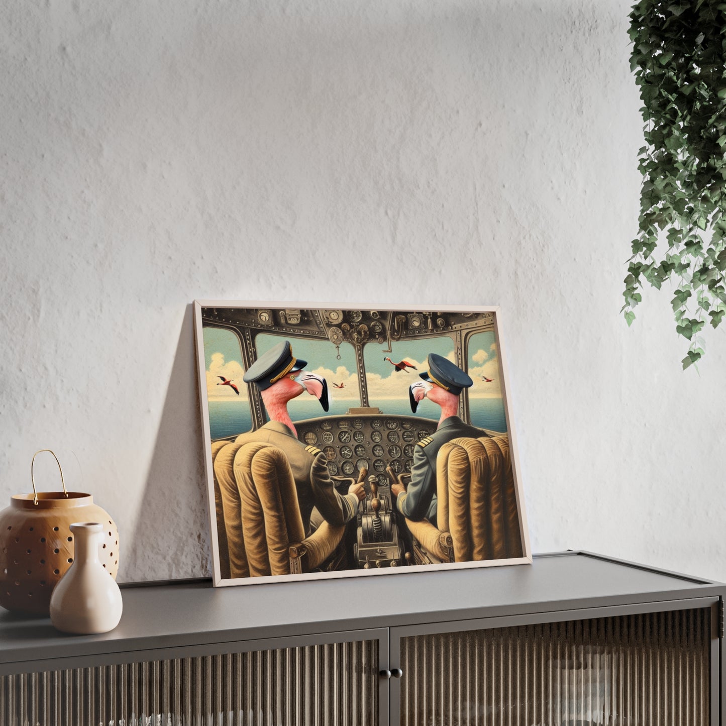 Framed Flamingo Flight Deck Poster