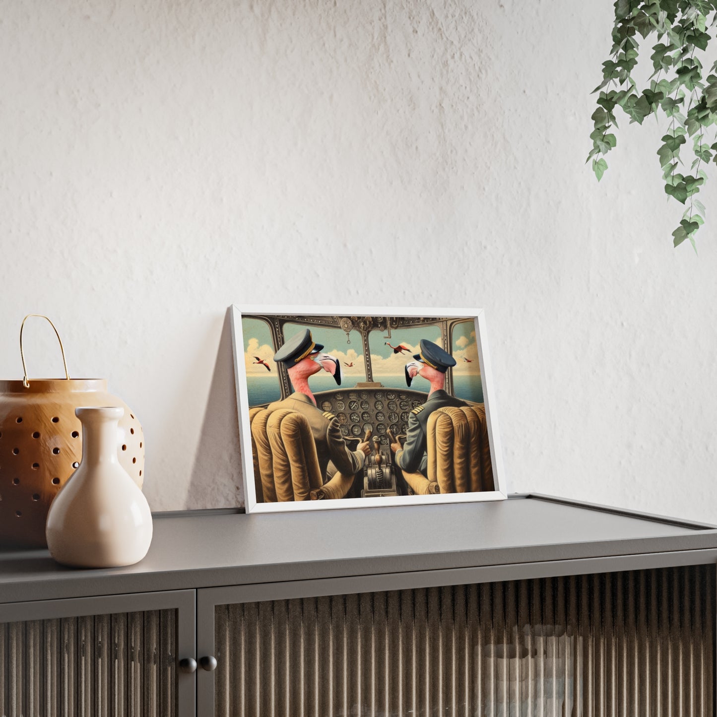 Framed Flamingo Flight Deck Poster