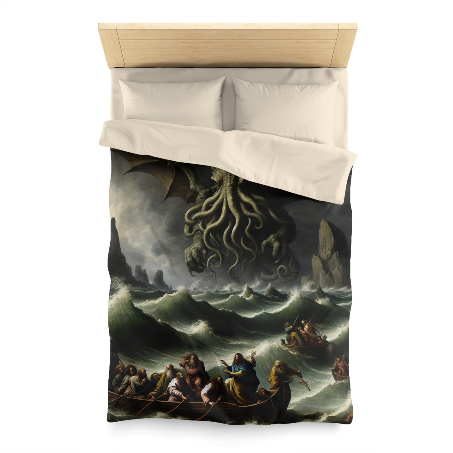 Cthulhu in the Storm Microfiber Duvet Cover
