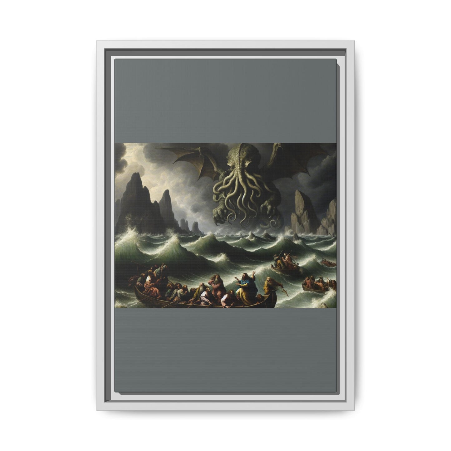 Cthulhu in the Storm Canvas, Framed (Multi-color)