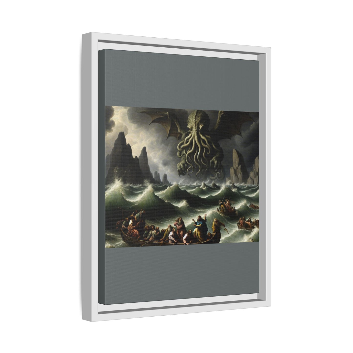 Cthulhu in the Storm Canvas, Framed (Multi-color)