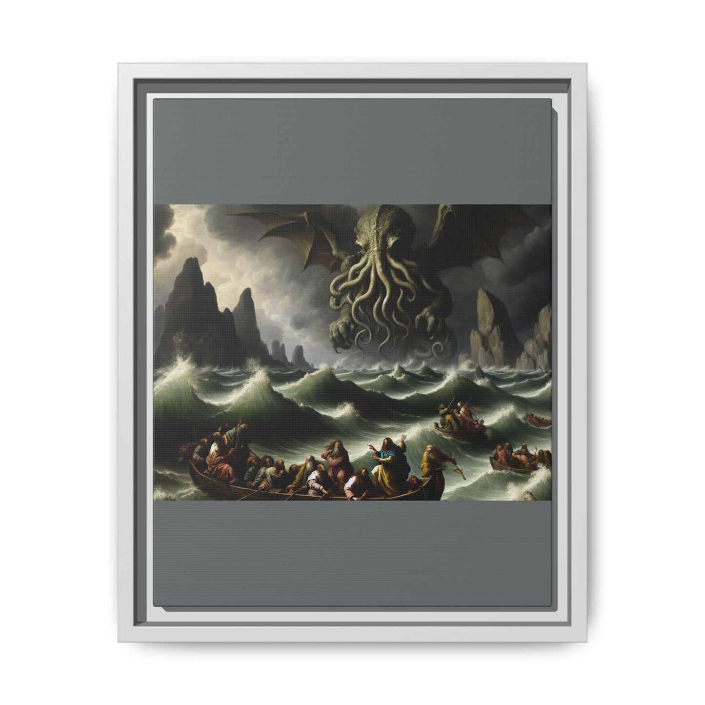 Cthulhu in the Storm Canvas, Framed (Multi-color)