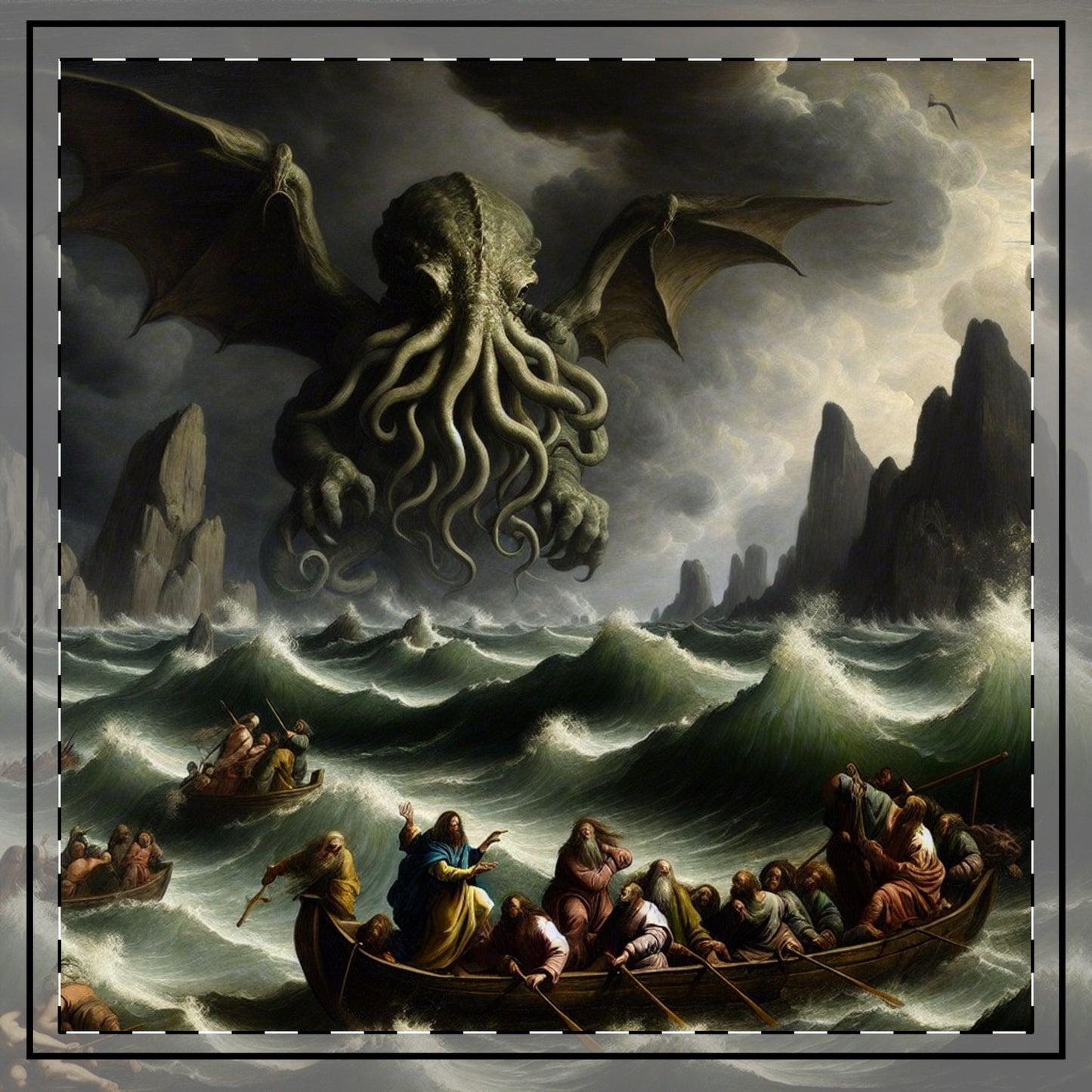 Cthulhu in the Storm Throw Pillow