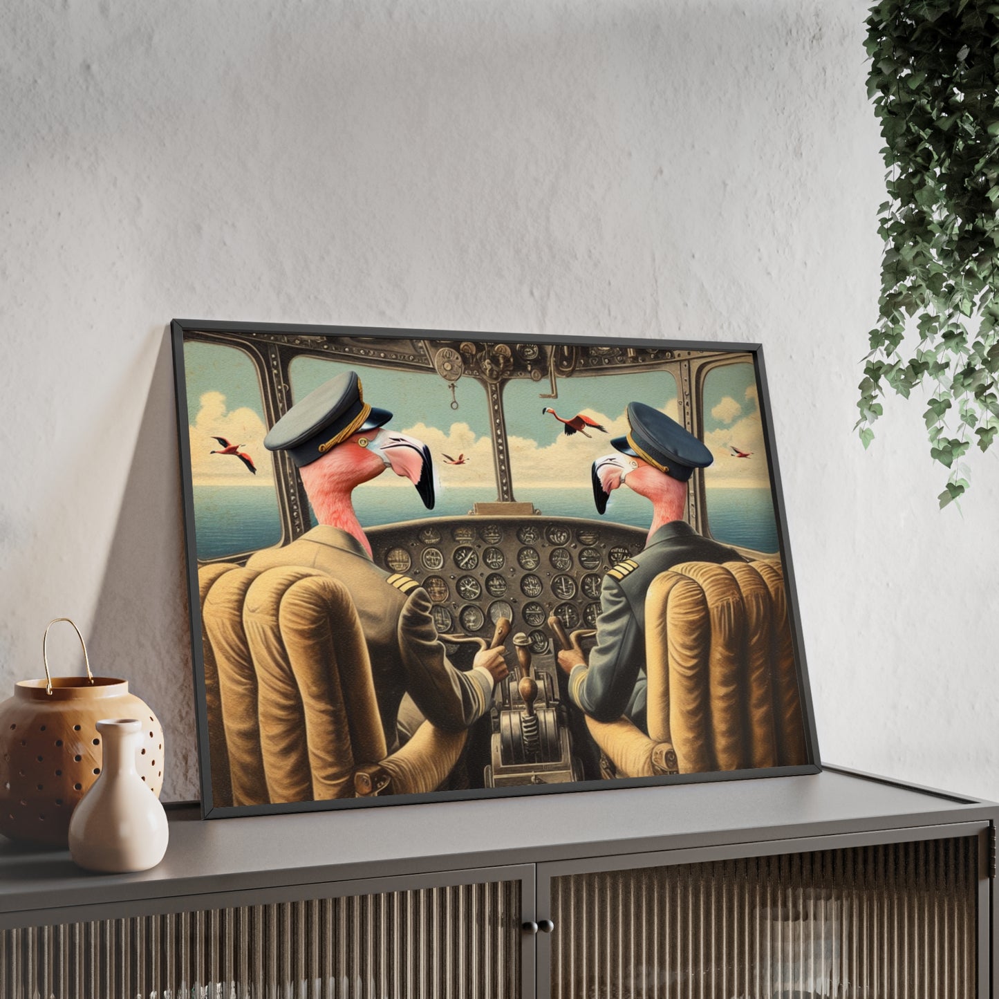 Framed Flamingo Flight Deck Poster