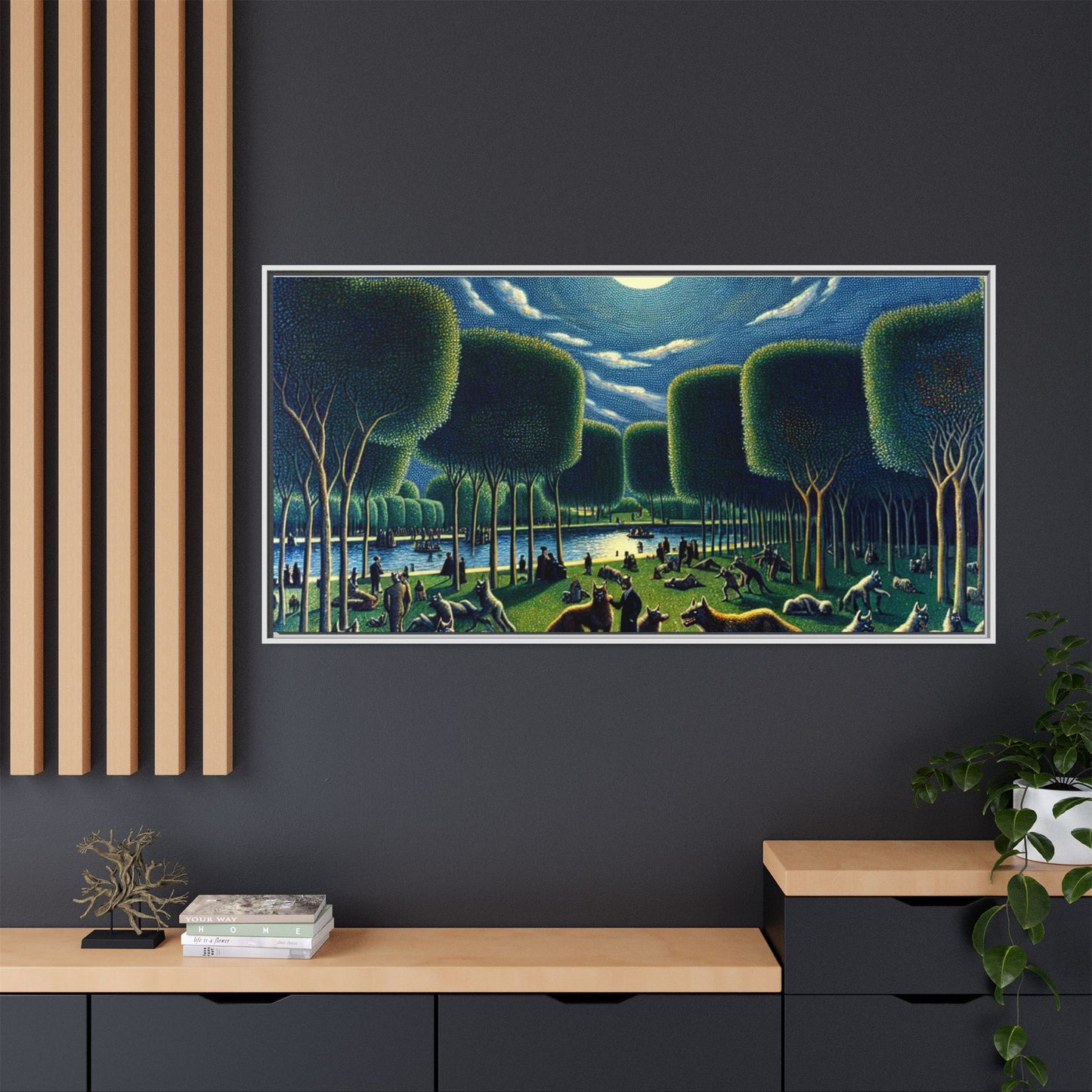 Werewolves at the Waterfront Canvas, Framed (Multi-color)