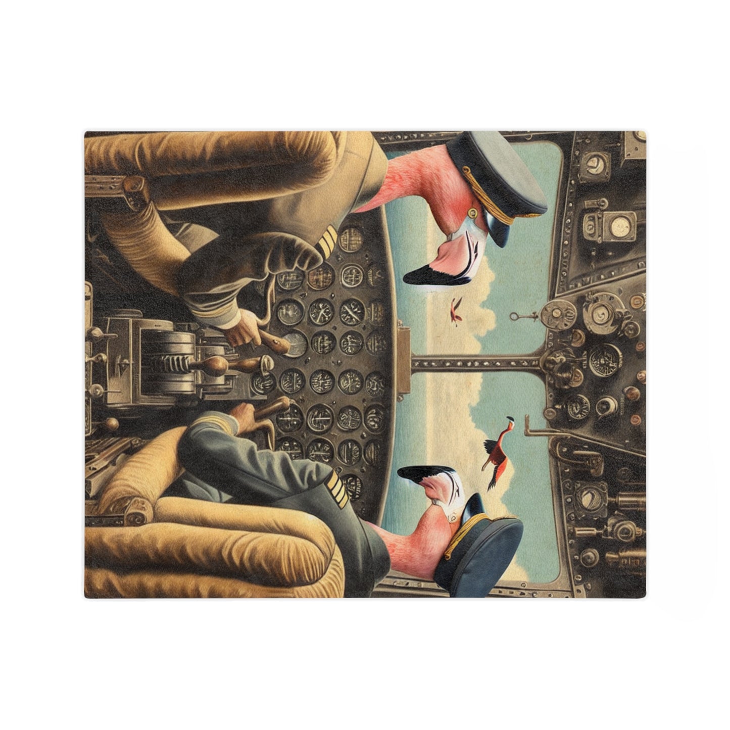 Flamingo Flight Deck Velveteen Microfiber Blanket