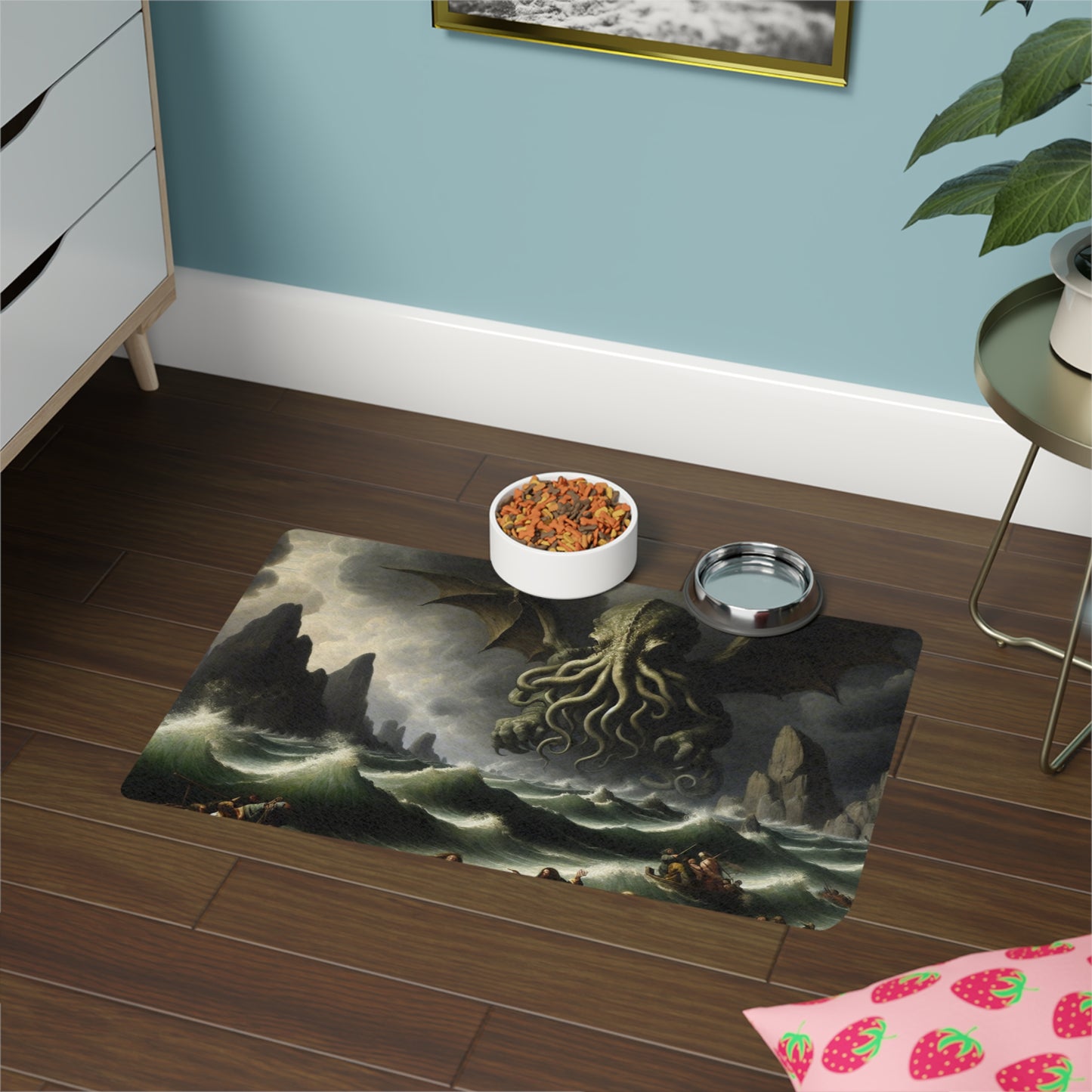 Cthulhu in the Storm Pet Food Mat