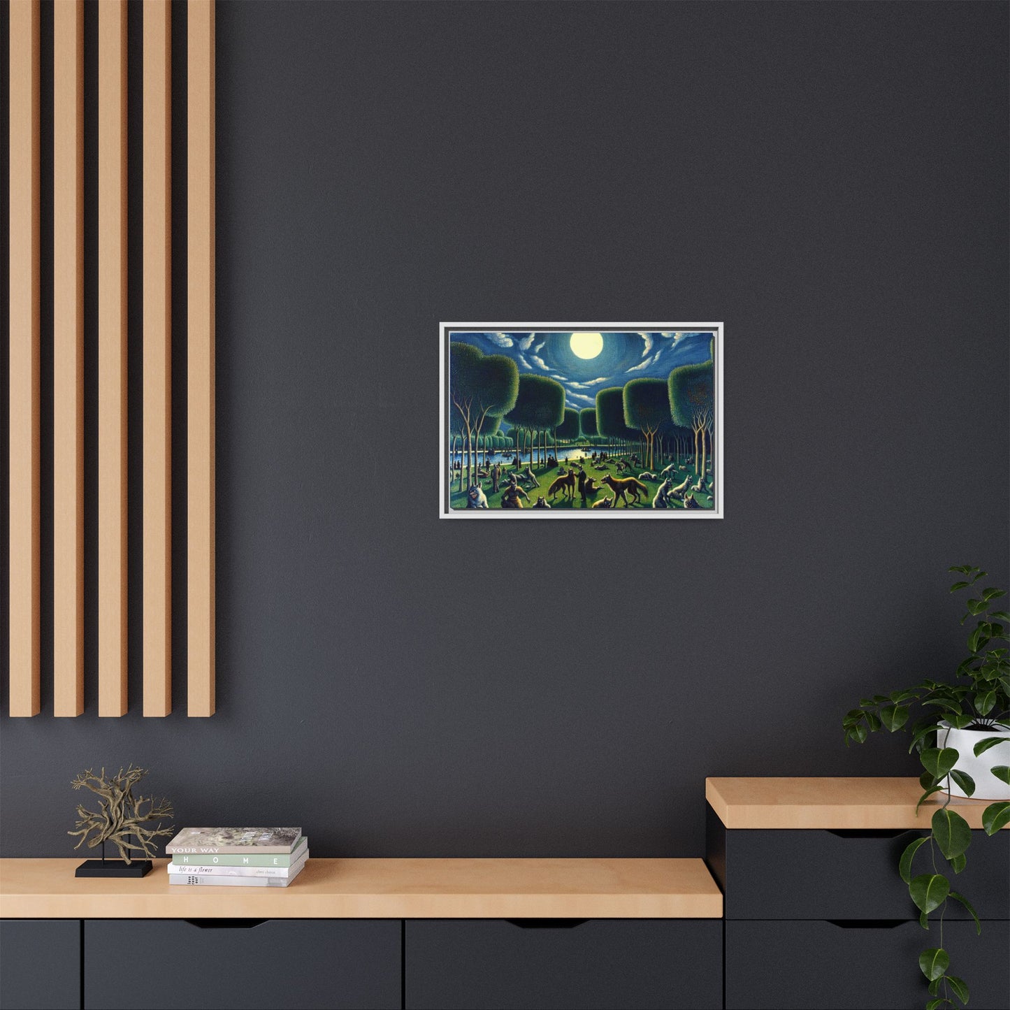 Werewolves at the Waterfront Canvas, Framed (Multi-color)