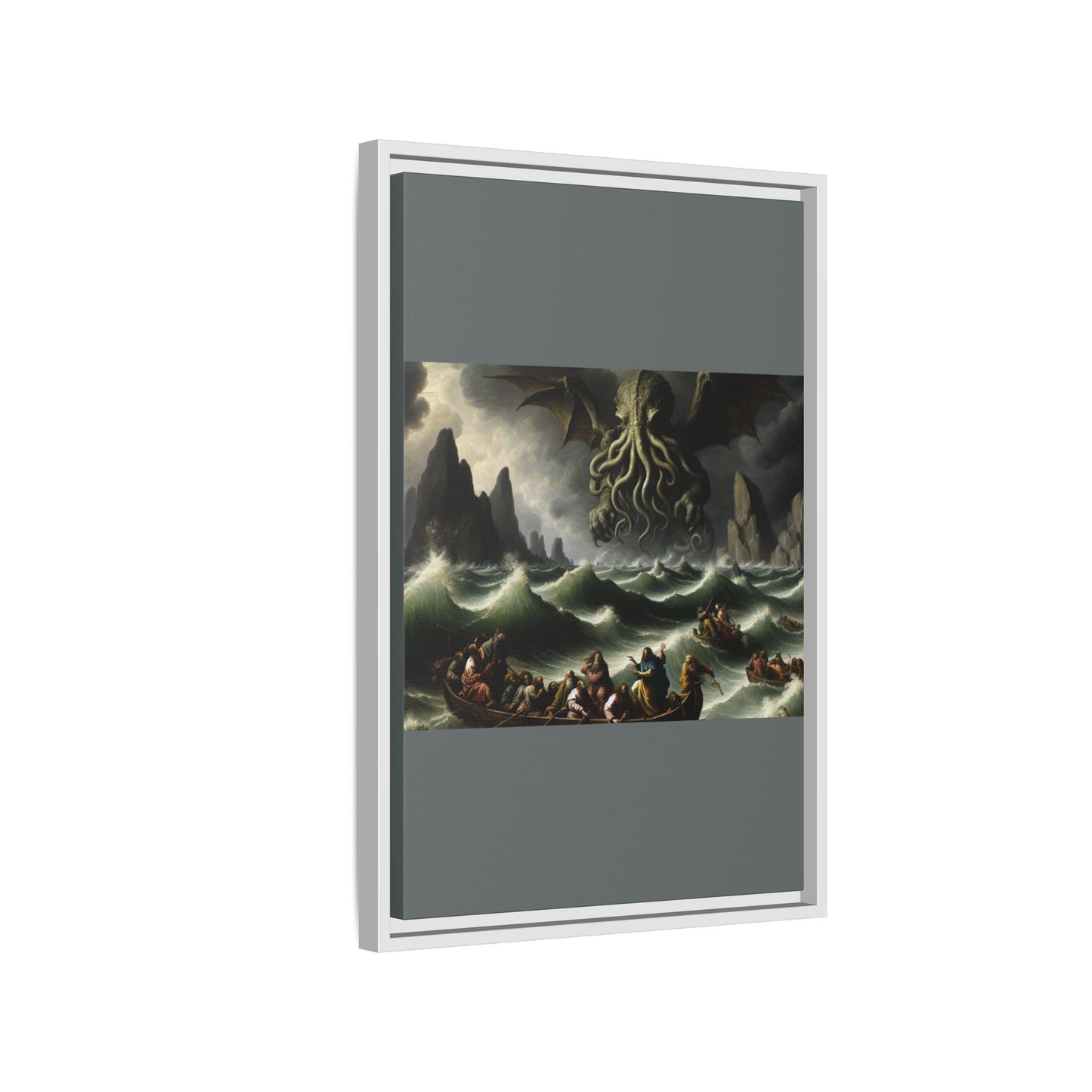 Cthulhu in the Storm Canvas, Framed (Multi-color)