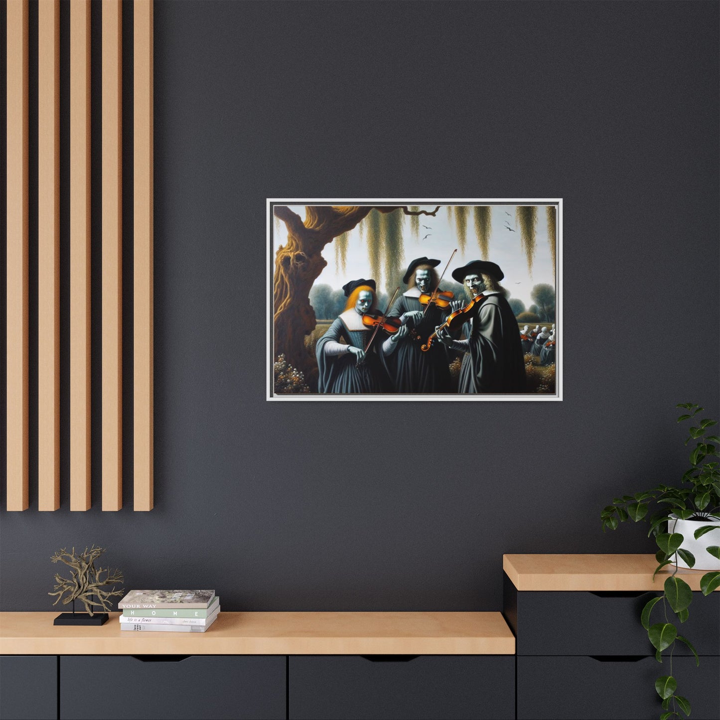 Vermeer's Vampire Violinists Canvas, Framed (Multi-color)