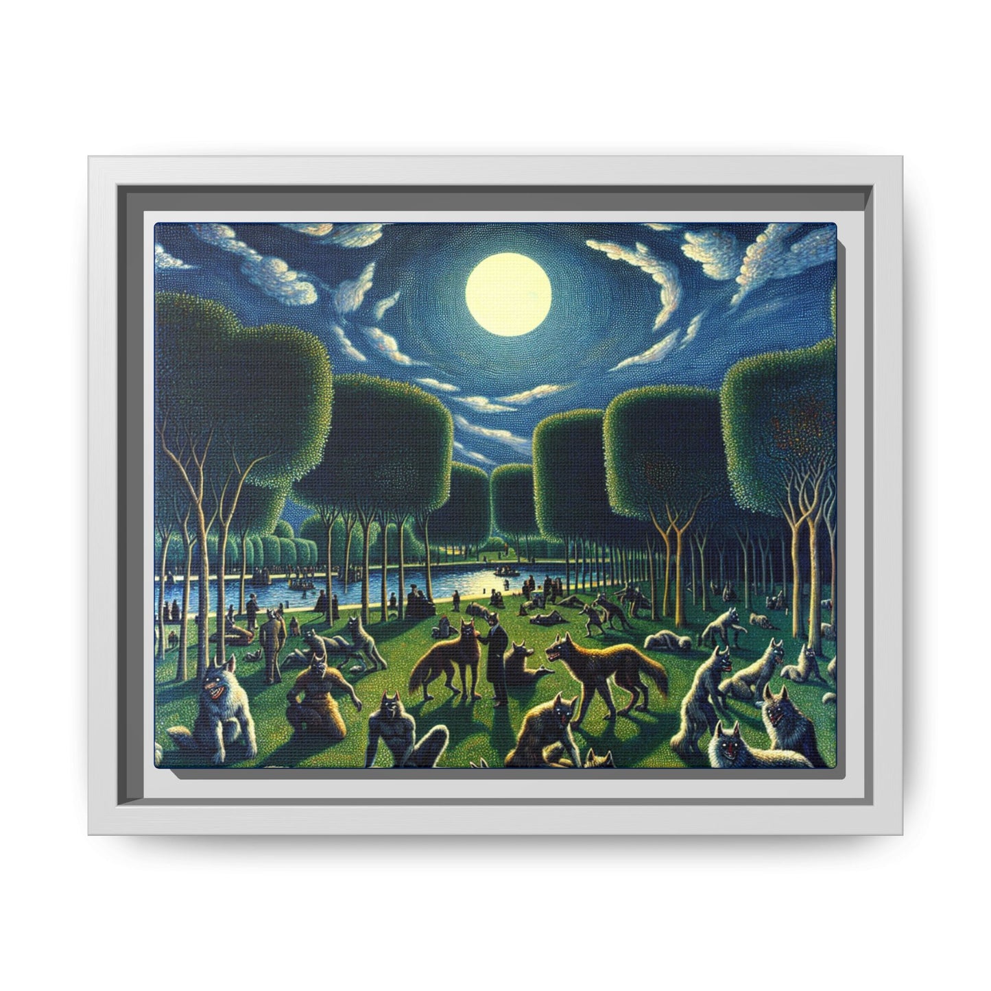 Werewolves at the Waterfront Canvas, Framed (Multi-color)