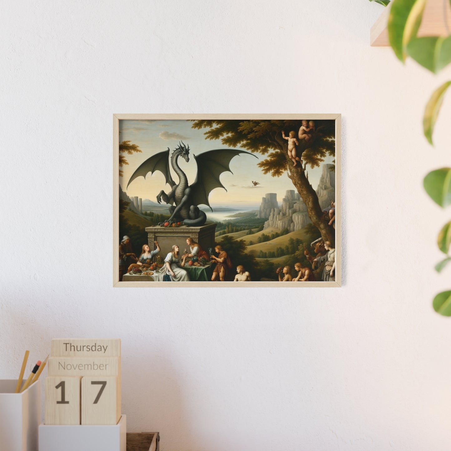 Framed Dragon Statue Poster