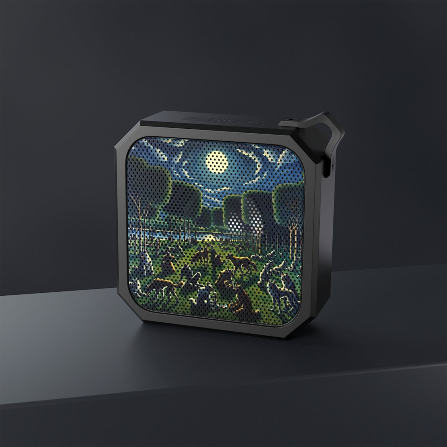 Outdoor Bluetooth Speaker with Werewolves at the Waterfront Design