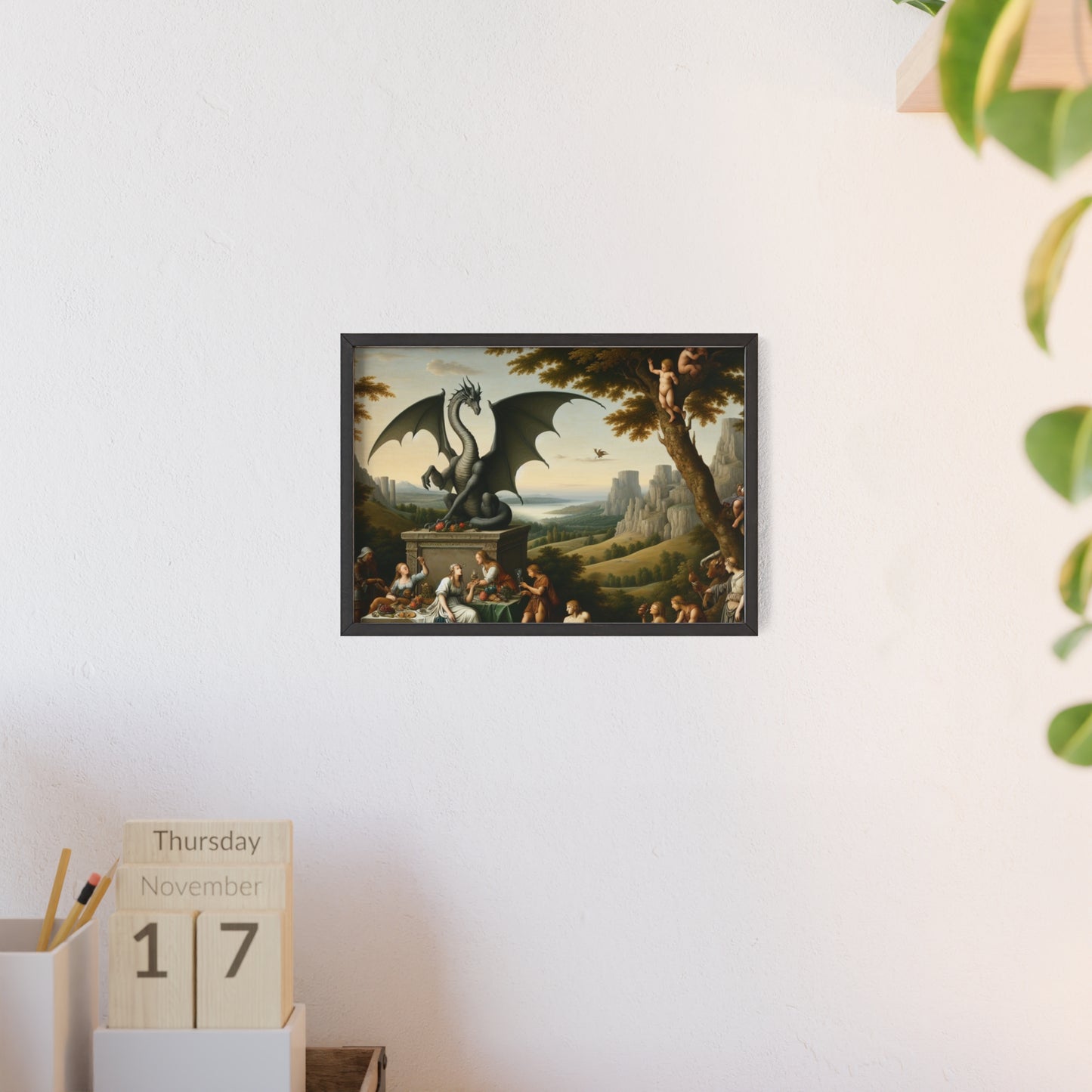 Framed Dragon Statue Poster