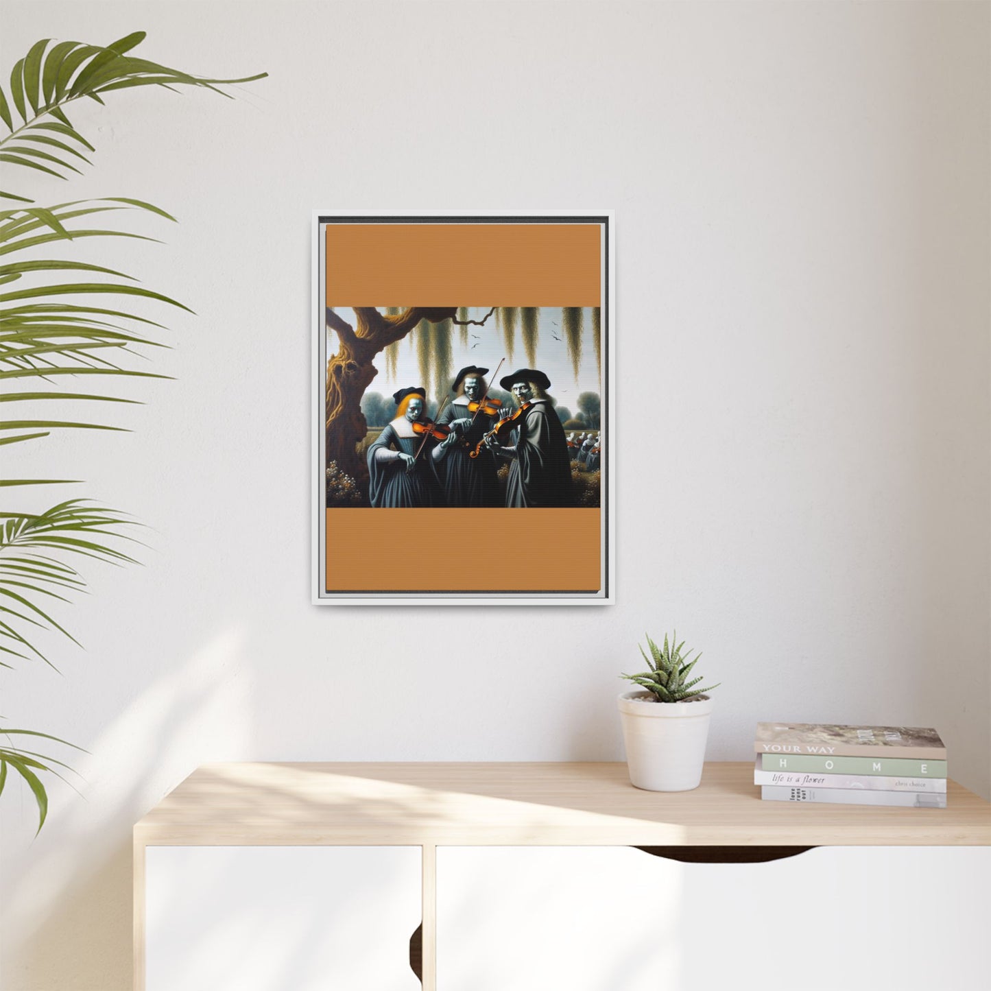 Vermeer's Vampire Violinists Canvas, Framed (Multi-color)