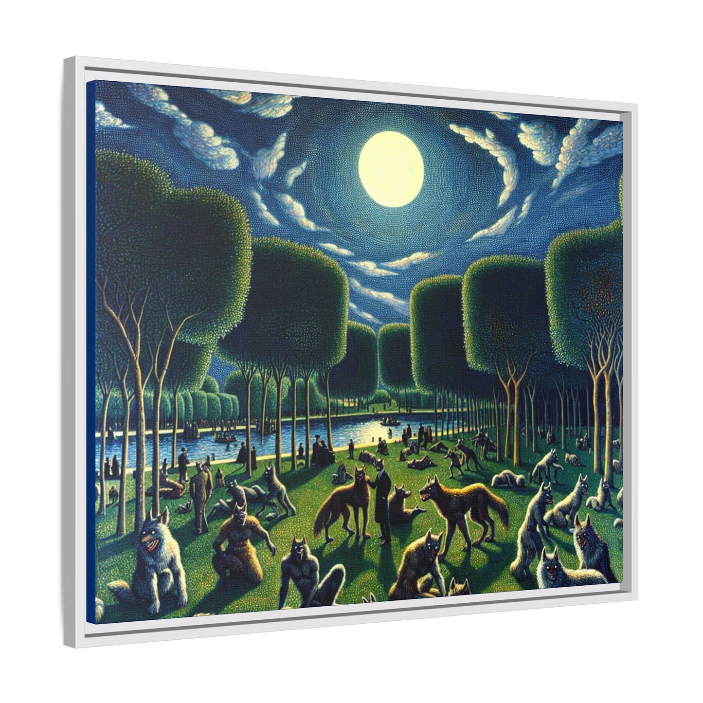 Werewolves at the Waterfront Canvas, Framed (Multi-color)