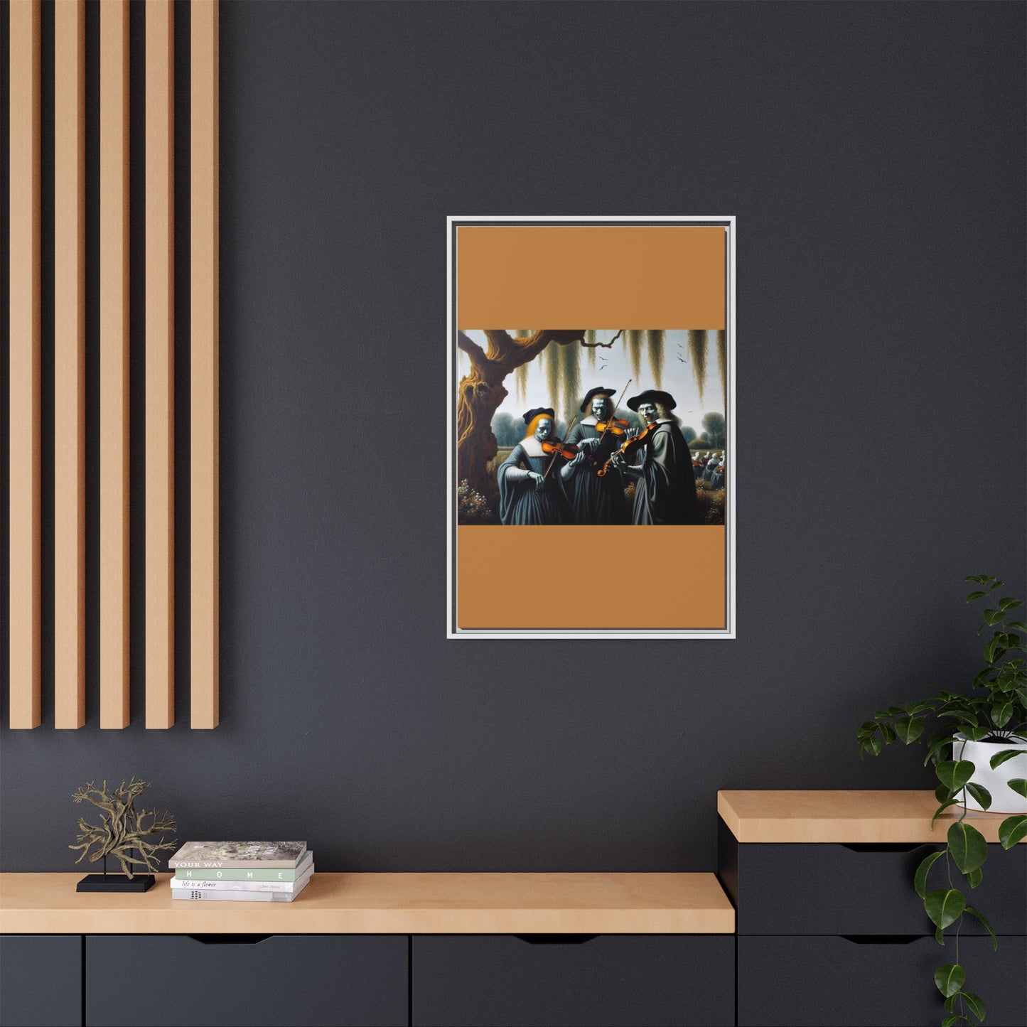 Vermeer's Vampire Violinists Canvas, Framed (Multi-color)
