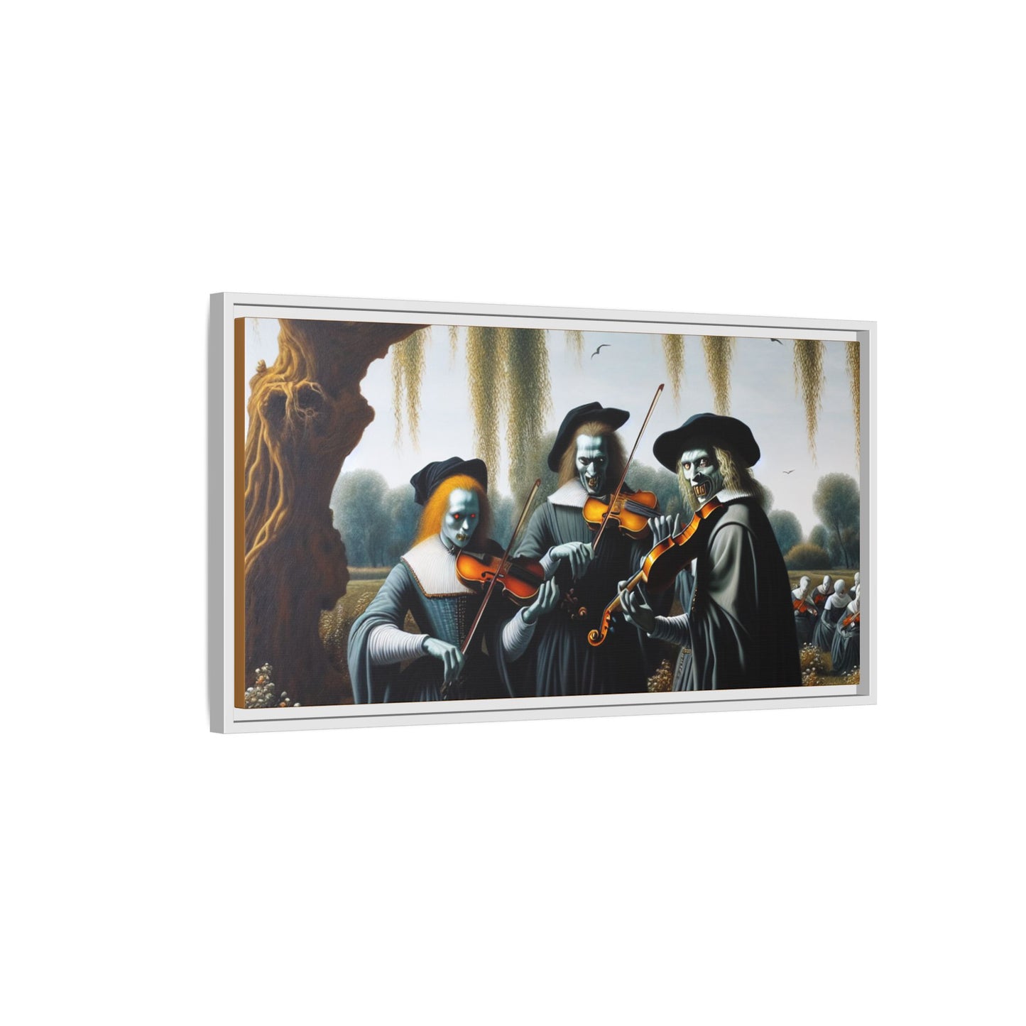Vermeer's Vampire Violinists Canvas, Framed (Multi-color)