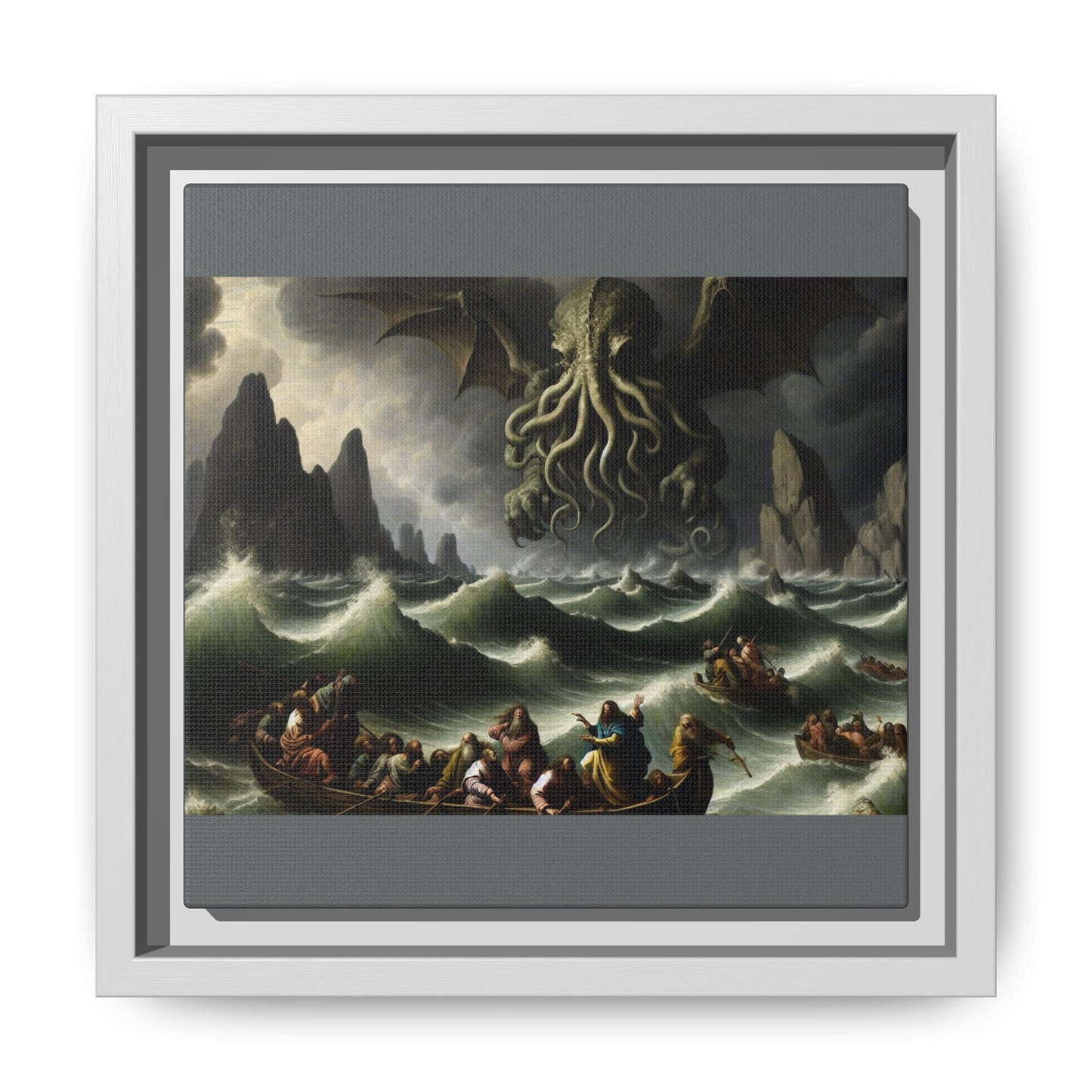 Cthulhu in the Storm Canvas, Framed (Multi-color)