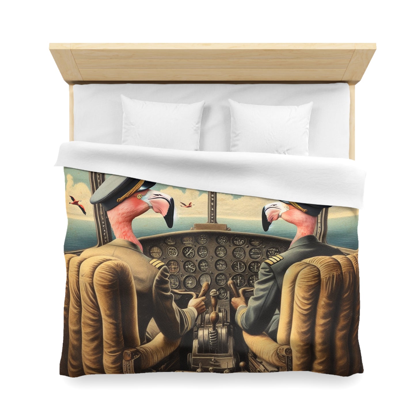 Flamingo Flight Deck Microfiber Duvet Cover