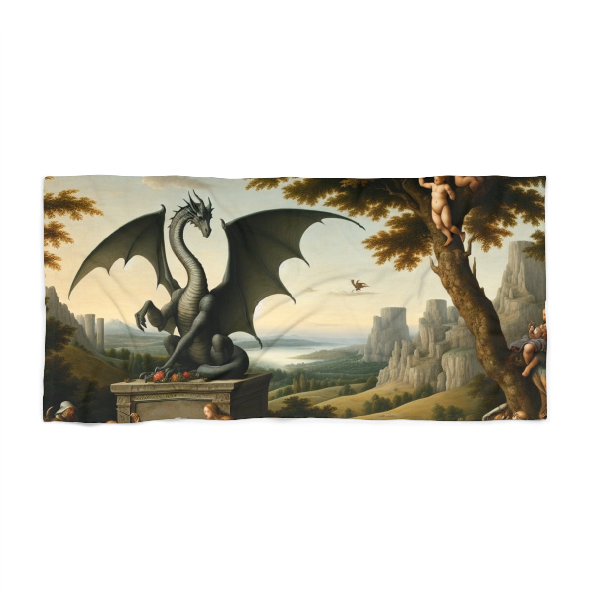 Dragon Statue Beach Towel - $34.48 - Artist Imaginings