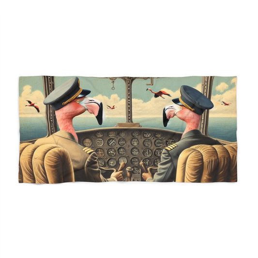Flamingo Flight Deck Beach Towel