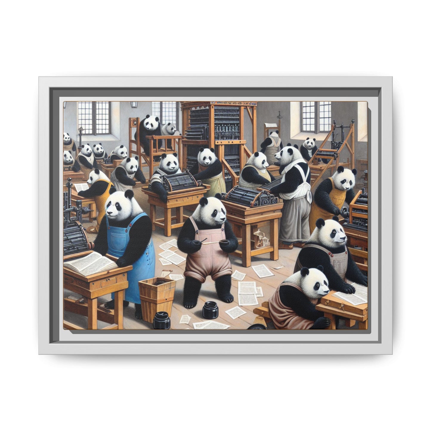 Printing Pandamonium Canvas, Framed (Multi-color)