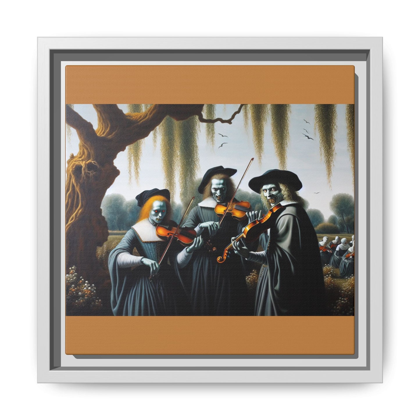 Vermeer's Vampire Violinists Canvas, Framed (Multi-color)