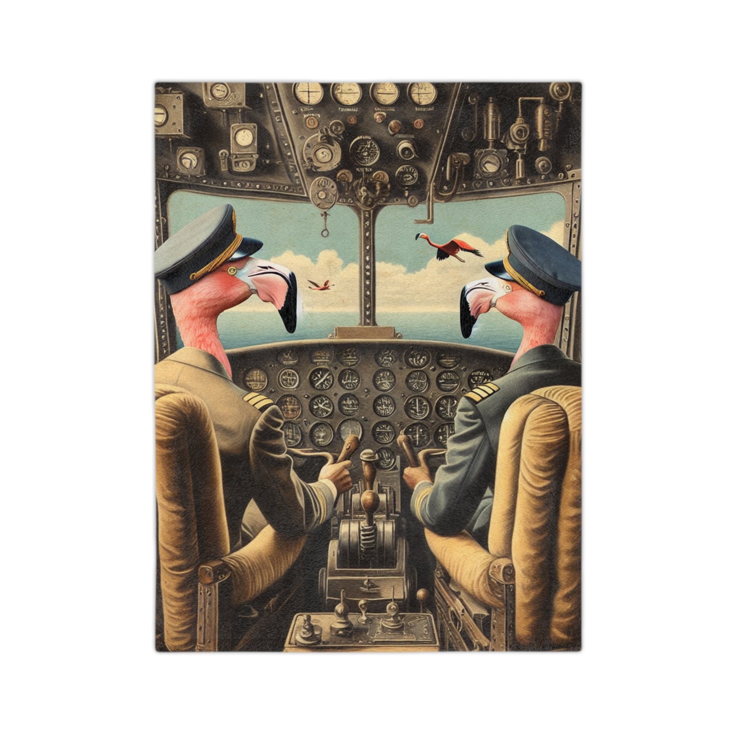 Flamingo Flight Deck Velveteen Microfiber Blanket