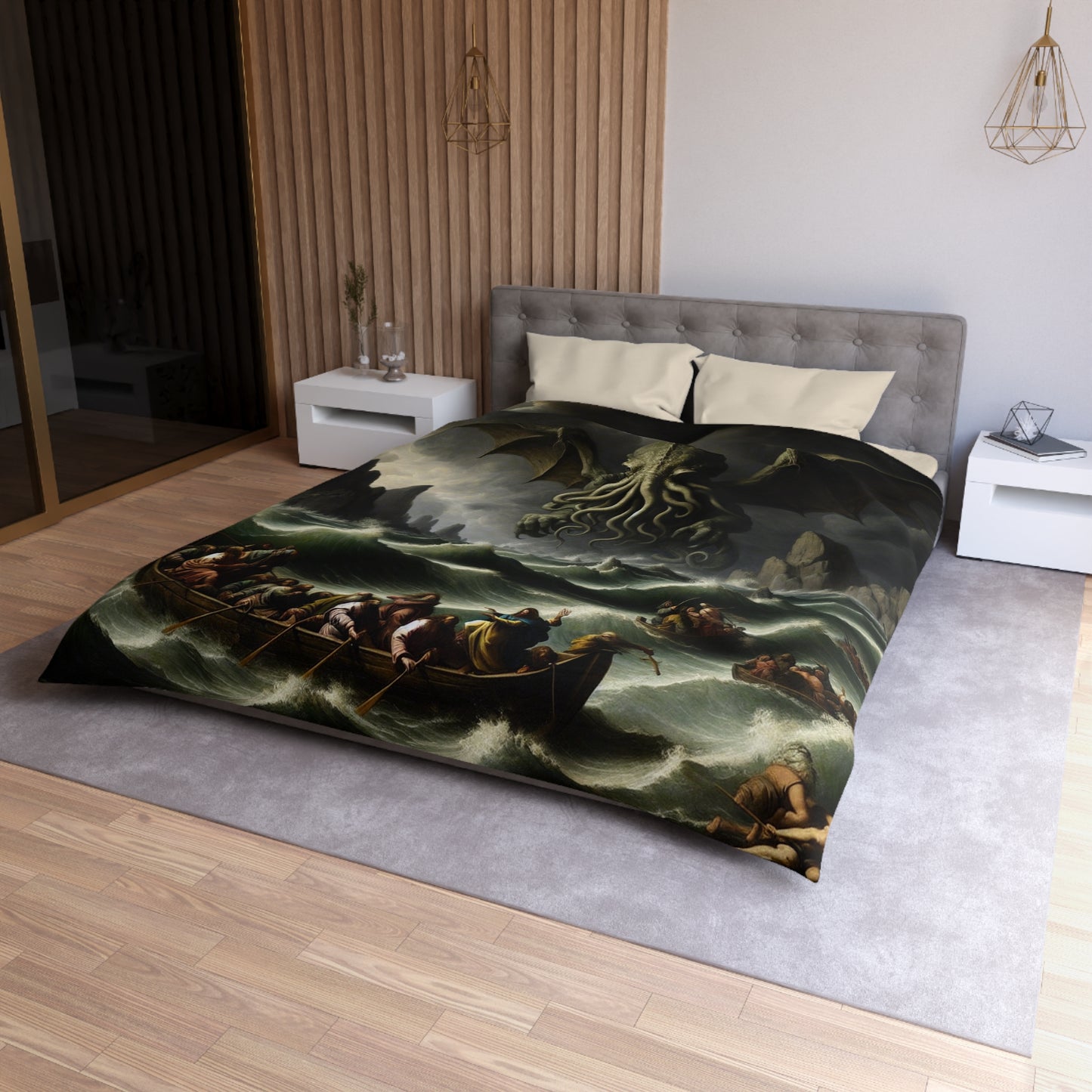 Cthulhu in the Storm Microfiber Duvet Cover