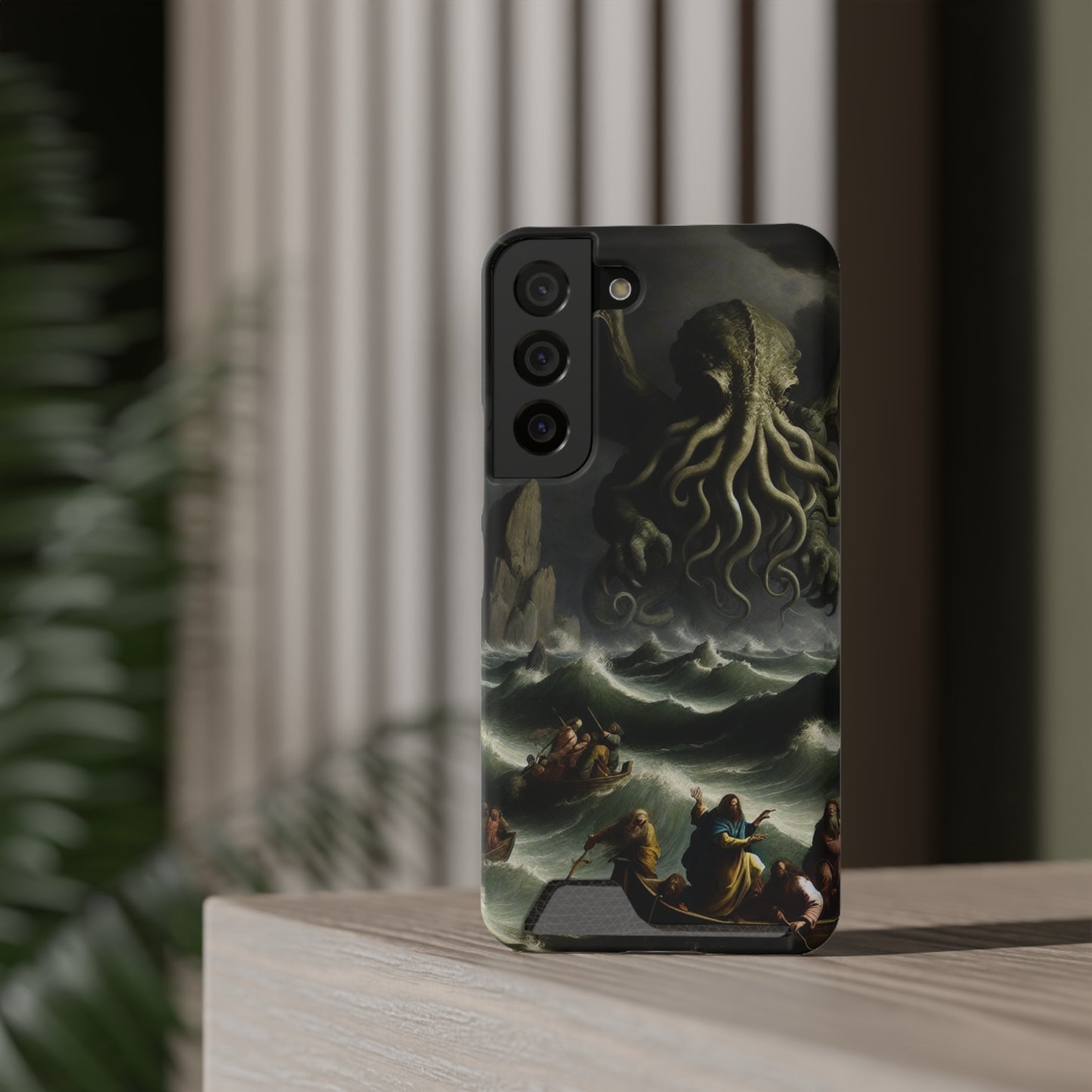 Cthulhu in the Storm Phone Case with Card Holder - GALAXY