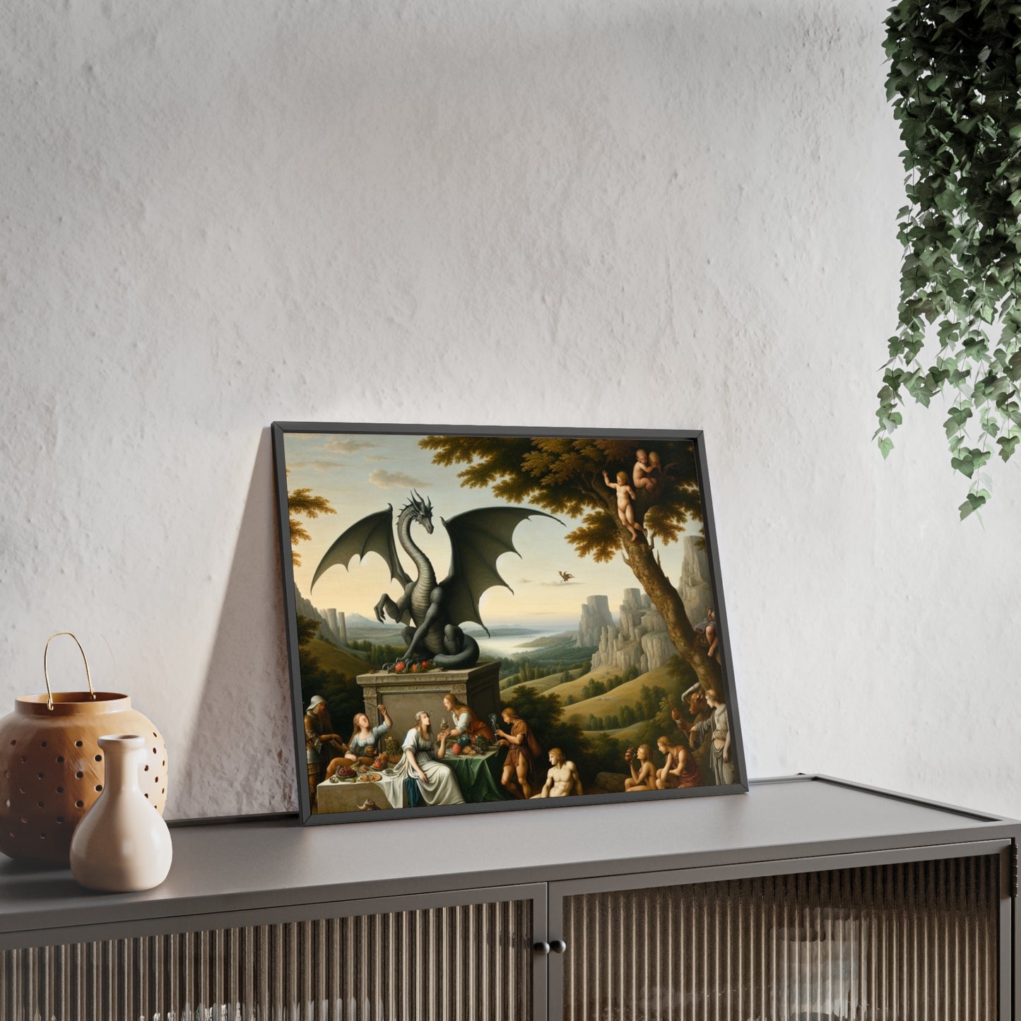 Framed Dragon Statue Poster