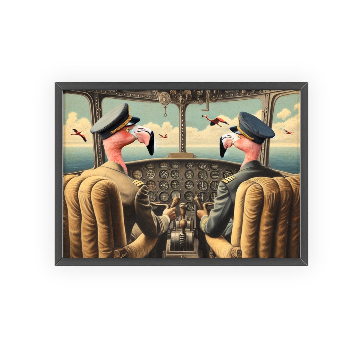 Framed Flamingo Flight Deck Poster