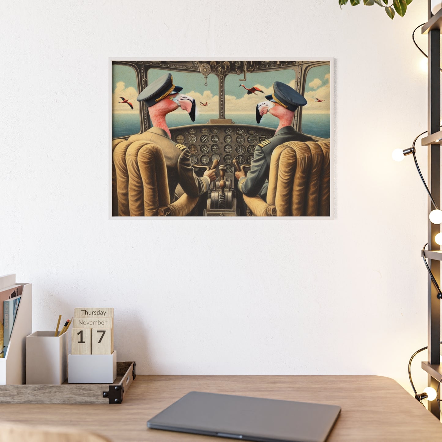 Framed Flamingo Flight Deck Poster