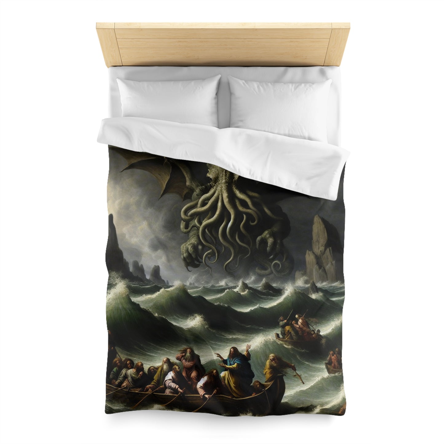 Cthulhu in the Storm Microfiber Duvet Cover