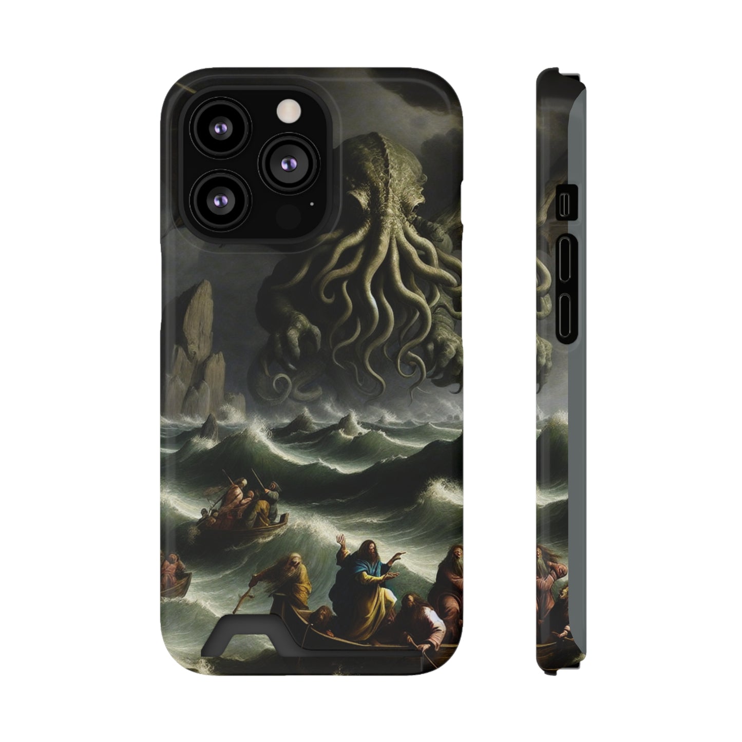 Cthulhu in the Storm Phone Case with Card Holder - IPHONE