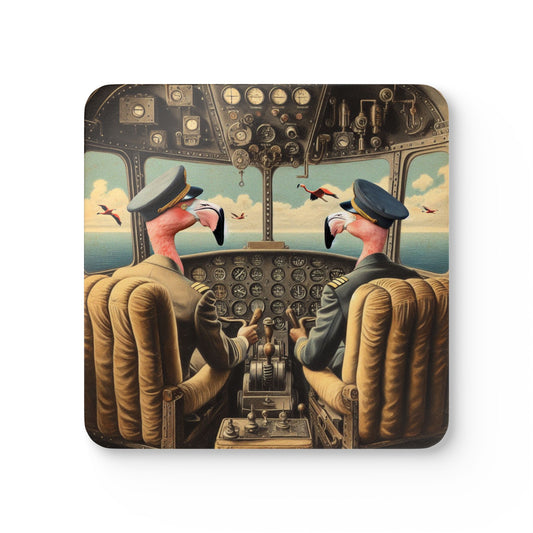 Flamingo Flight Deck 4pc Coaster Set