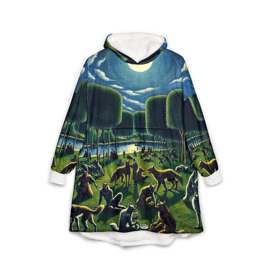 Werewolves at the Waterfront Hooded Pullover Blanket