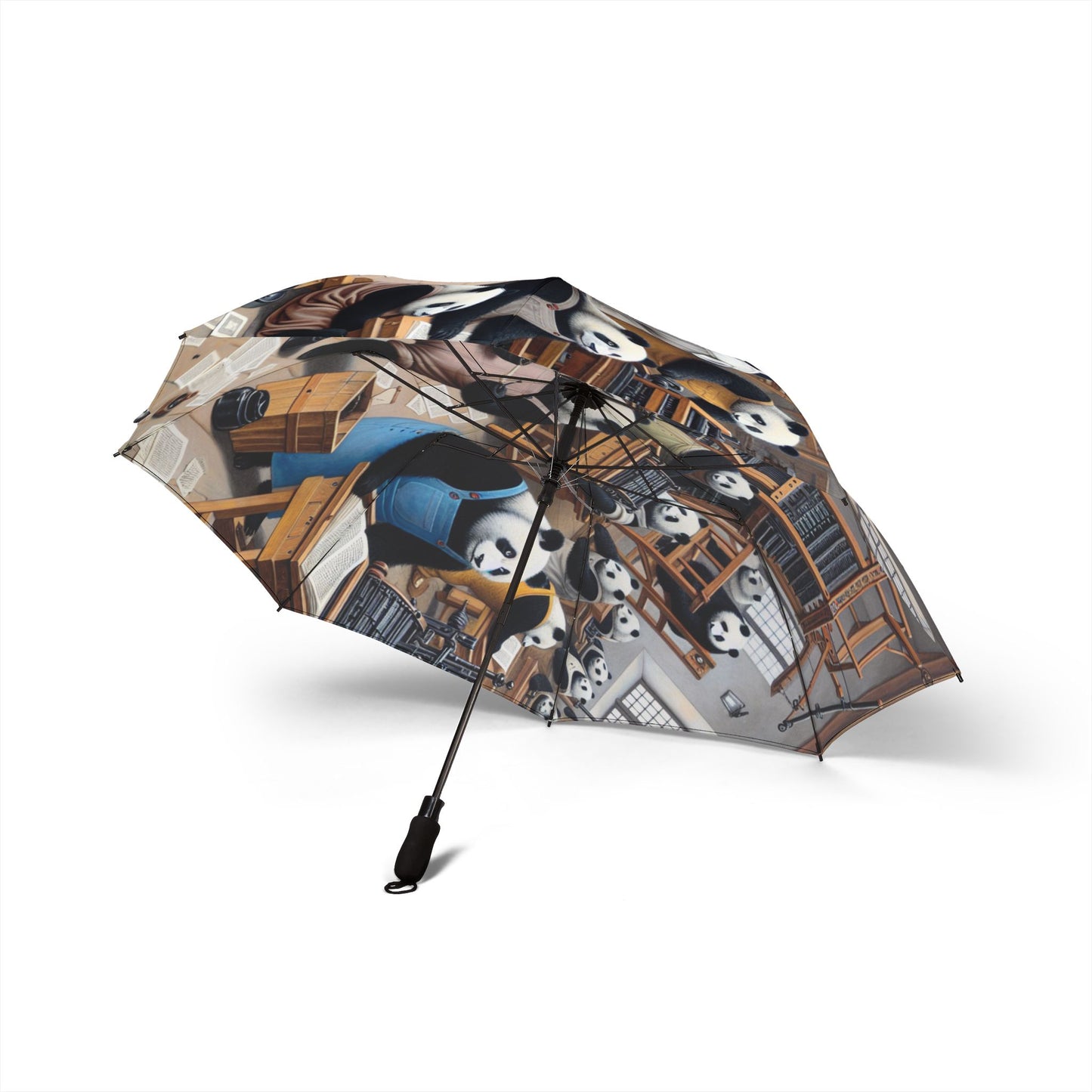 Printing Pandamonium Semi-Automatic Foldable Umbrella